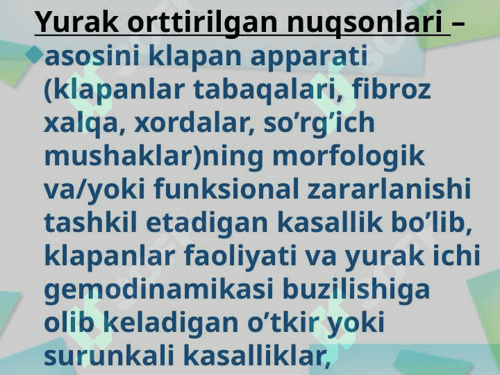 YURAKNING AORTAL NUQSONLARI 2