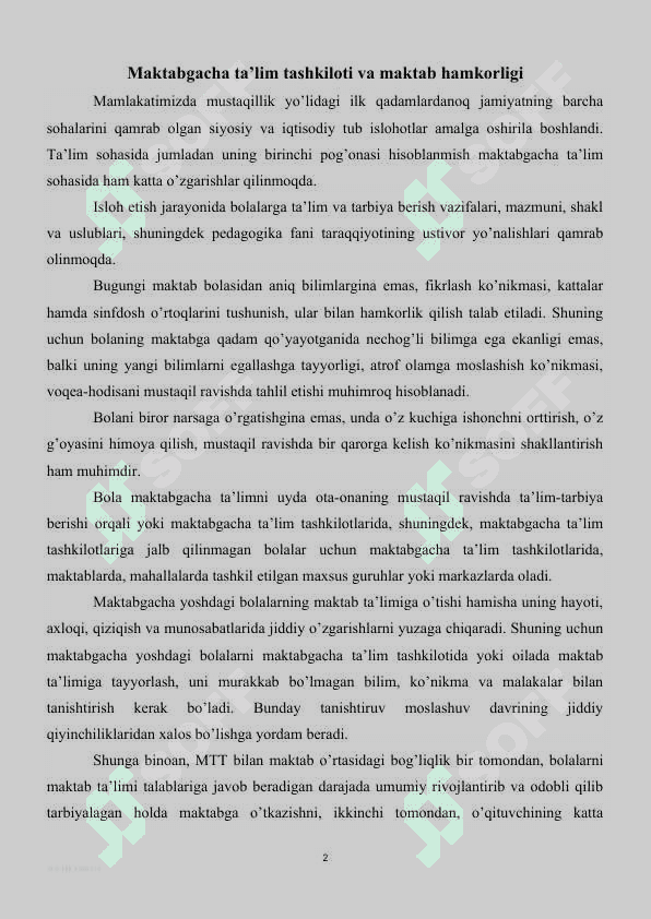 Maktabgacha ta'lim tashkilotining maktab bilan aloqa shakillari 2
