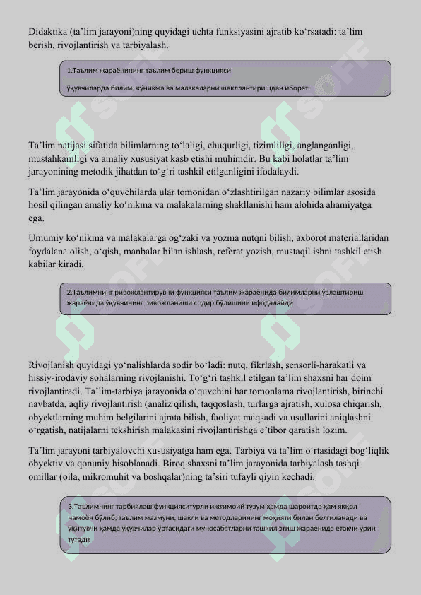Ta'lim nazariyasi. Ta’lim jarayonining mohiyati. 1