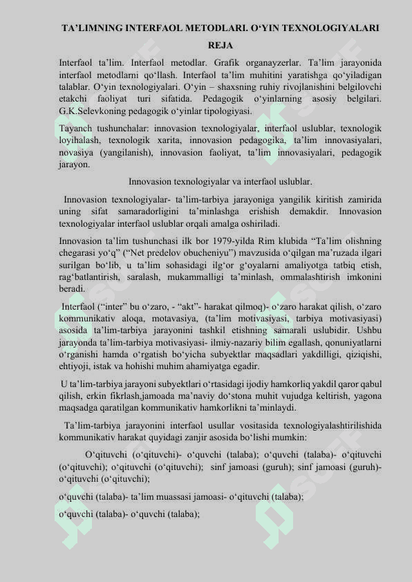Ta’limning interfaol metodlari va o‘yin texnologiyalari 4