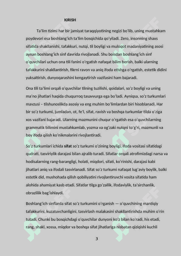 BOSHLANGʻICH SINFLARDA "SIFAT" SOʻZ TURKUMINI OʻRGANISH 3