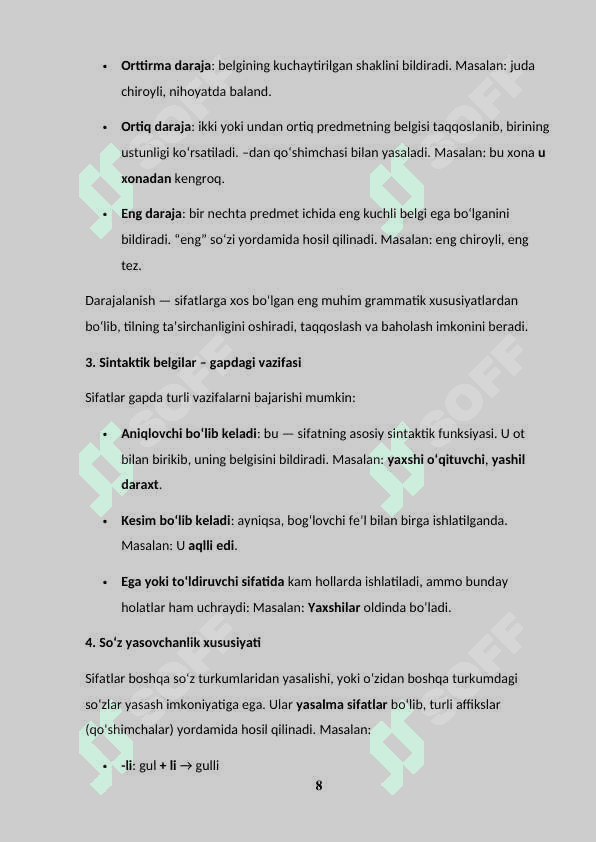 BOSHLANGʻICH SINFLARDA "SIFAT" SOʻZ TURKUMINI OʻRGANISH 8