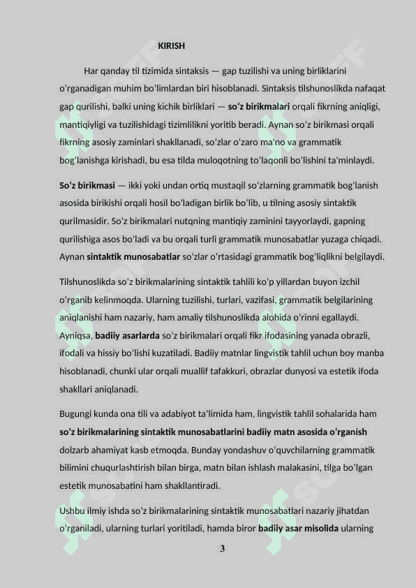 SOʻZ BIRIKMASIDAGI SINTAKTIK MUNOSABATLAR   ( BADIIY ASAR MISOLIDA) 3