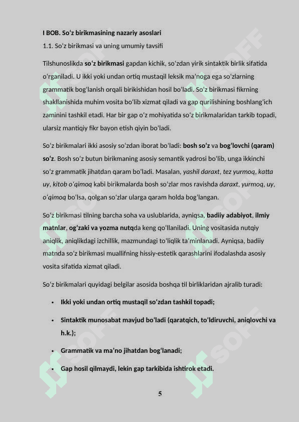 SOʻZ BIRIKMASIDAGI SINTAKTIK MUNOSABATLAR   ( BADIIY ASAR MISOLIDA) 5