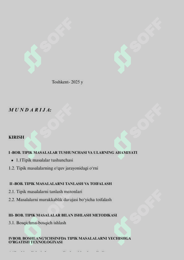 Tipik masalalar bilan ishlash metodikasi 2