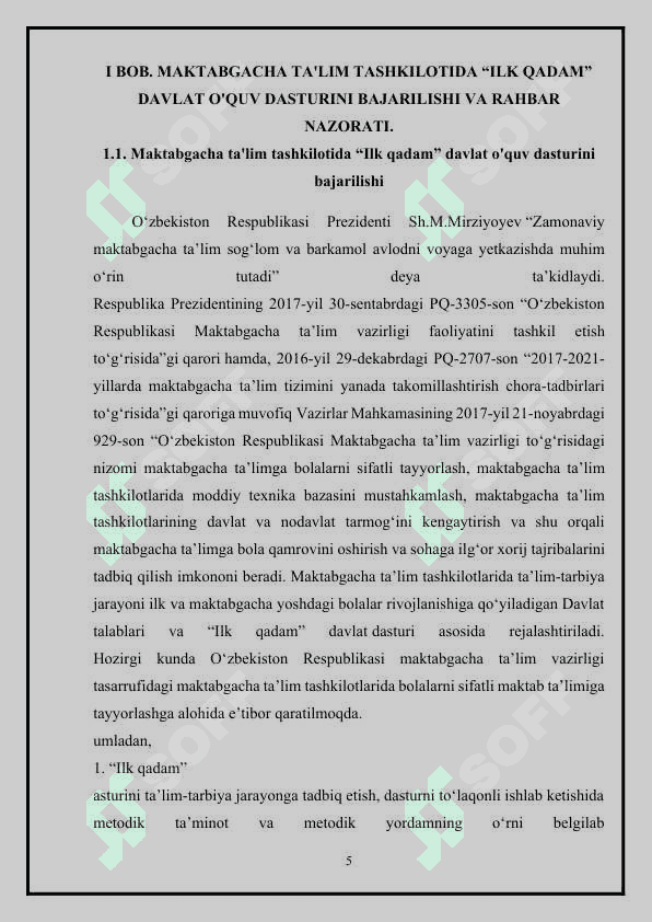 ILK QADAM DAVLAT OʻQUV DASTURI VA UNING MOHIYATI VA QOʻLLANILISHI 5
