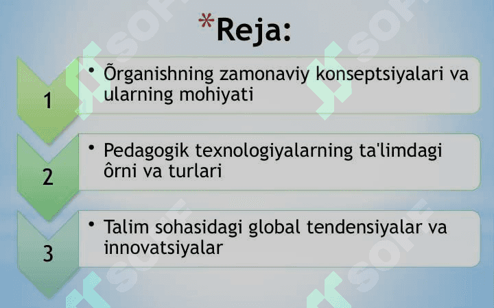 O'rganishning zamonaviy konsepsiyalari 2