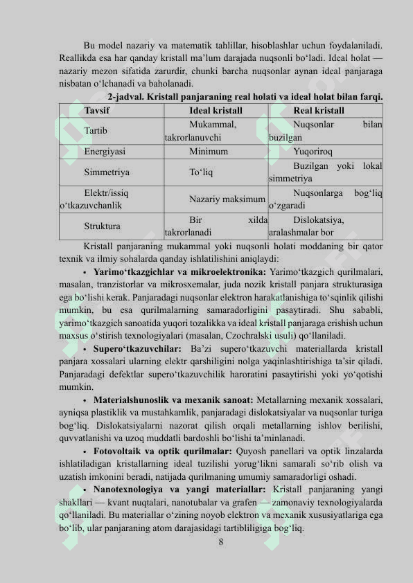 Kirishmaviy xususiy nuqsonlar. Kurs ishi 8