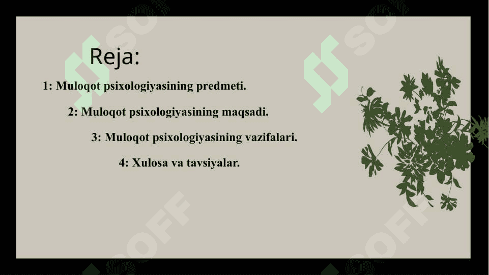 MULOQOT PSIXOLOGIYA FANINING PREDMEDI, MAQSADI VA VAZIFALARI 2