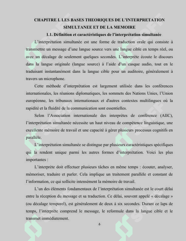 Le rôle de la mémoire lors de l'interprétation simultanée 6