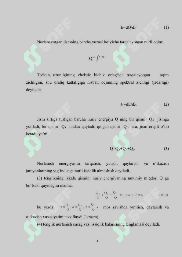 Issiqlikdan nurlanish qonunlari 4