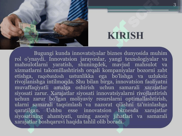 INNOVATSION BIZNESDA XARAJATLAR SIYOSATI 3