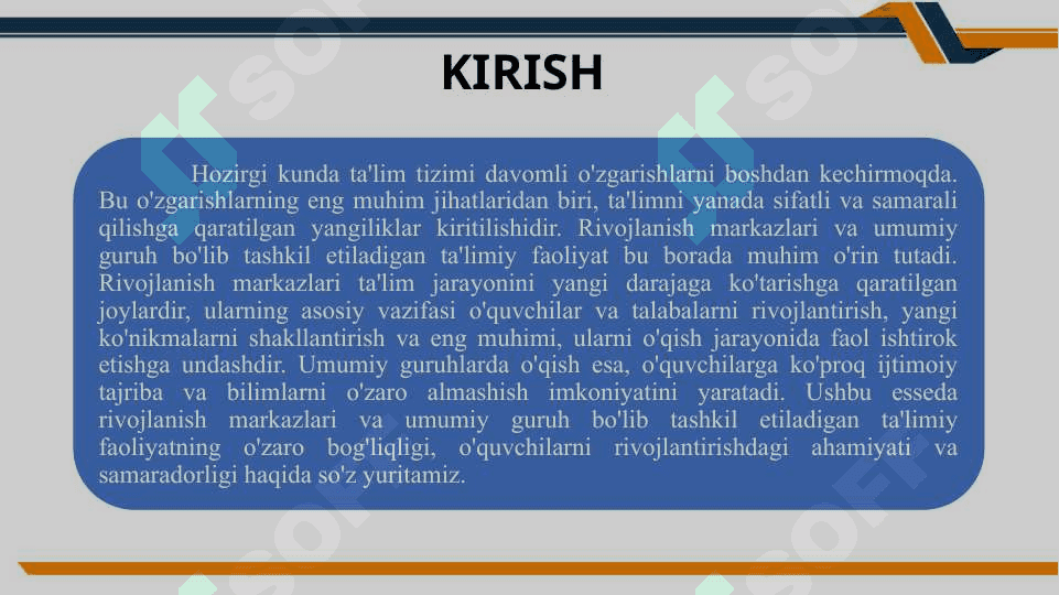 RIVOJLANISH MARKAZLARINING TA'LIMDAGI O'RNI VA AHAMIYATI 2