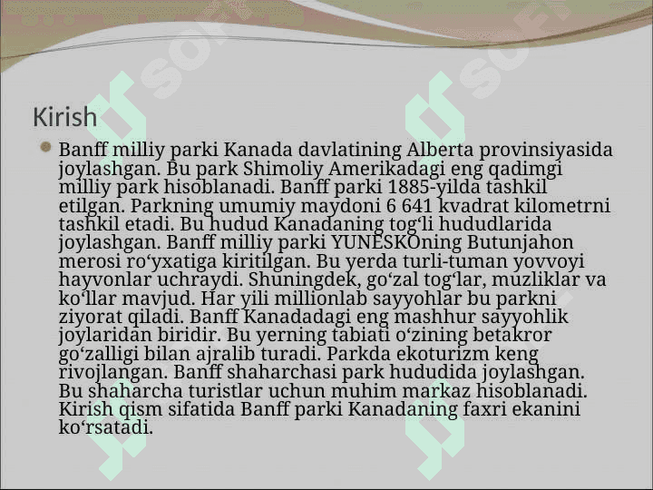 Kanada davlatining Banff milliy parki.ppt 3