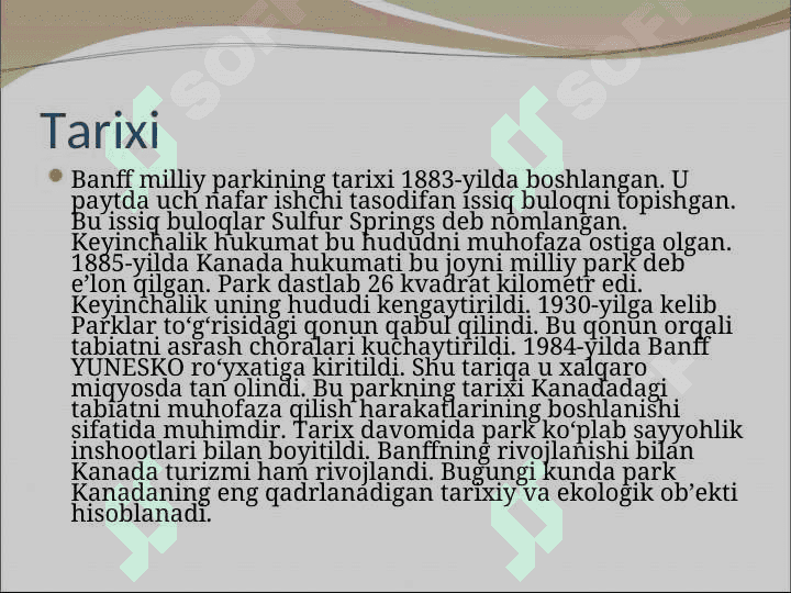 Kanada davlatining Banff milliy parki.ppt 4
