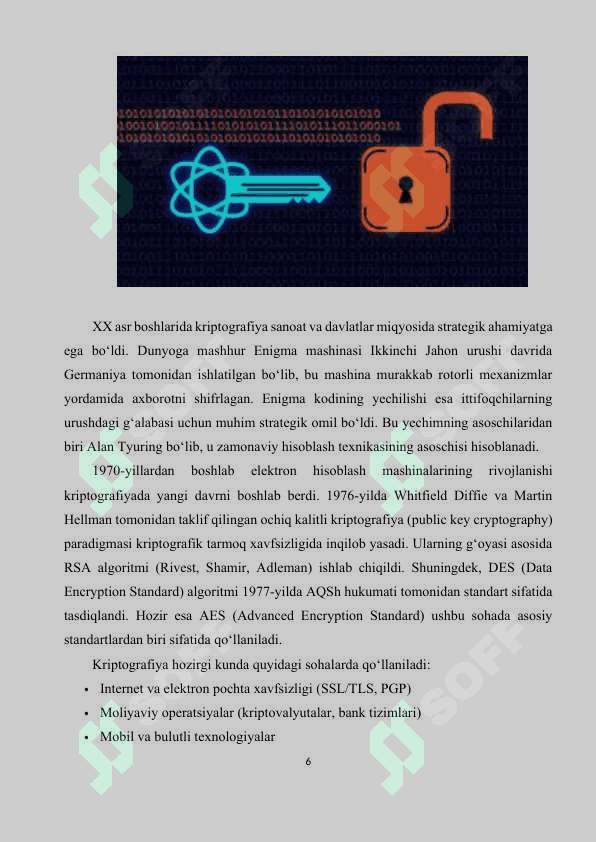 Kurs ishi | Kriptografik algoritmlar va ularning dasturiy realizatsiyasi 6