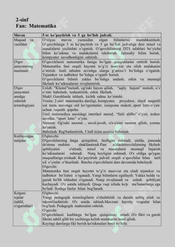 2-sinf matematika darslarida tarqatma materiallardan foydalanish metodikasi 2