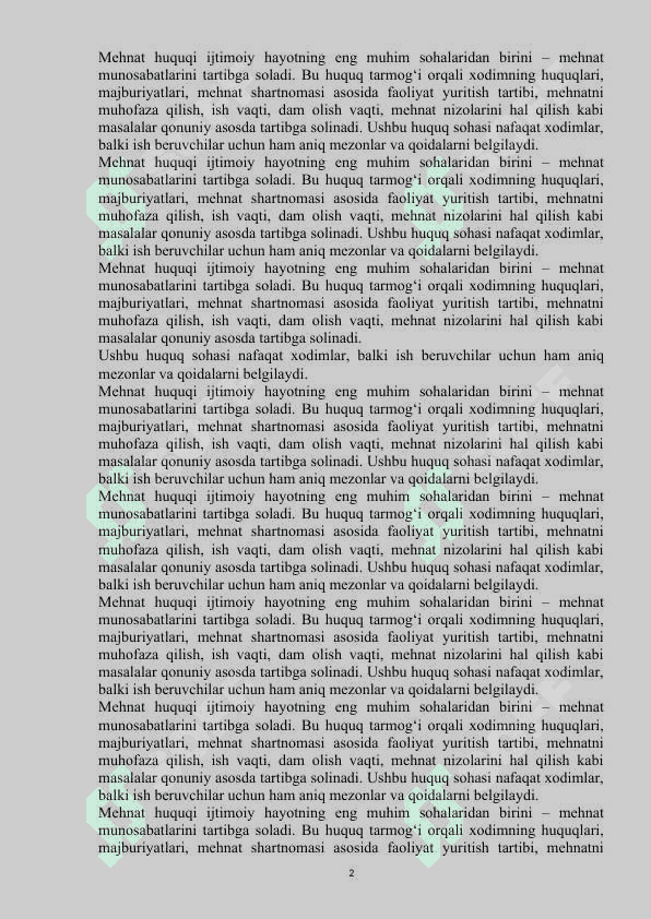 Mehnat huquqi prinsiplari va manbalari 2