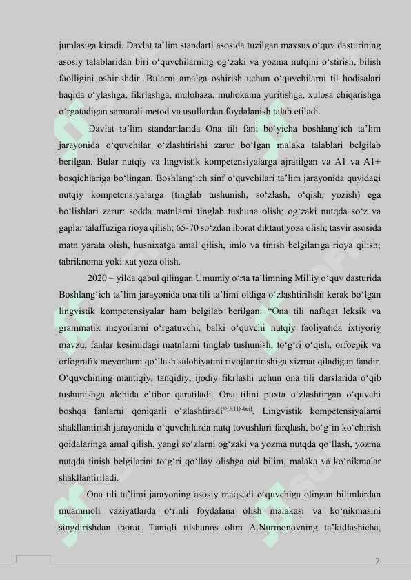 2-SINF O’QUVCHILARIDA IMLOVIY SAVODXONLIKNI SHAKLLANTIRISH 7