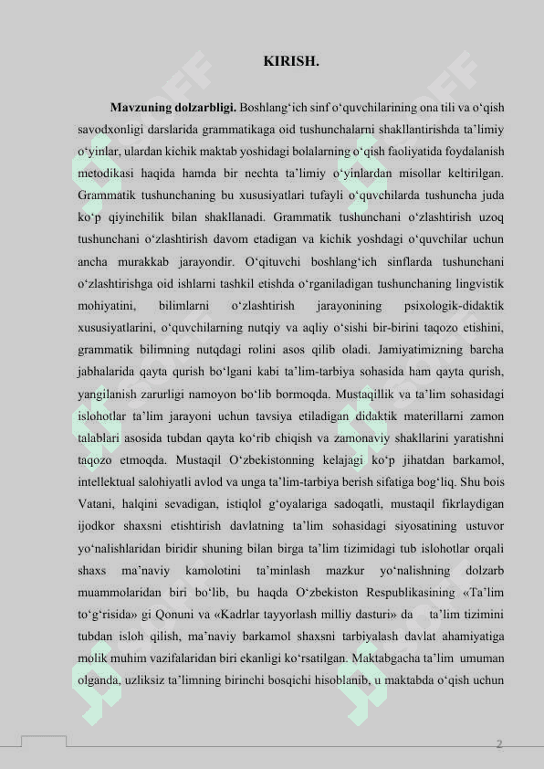BOSHLANG‘ICH SINFLARDA GRAMMATIK TAHLILNI O‘TKAZISH METODIKASI 2