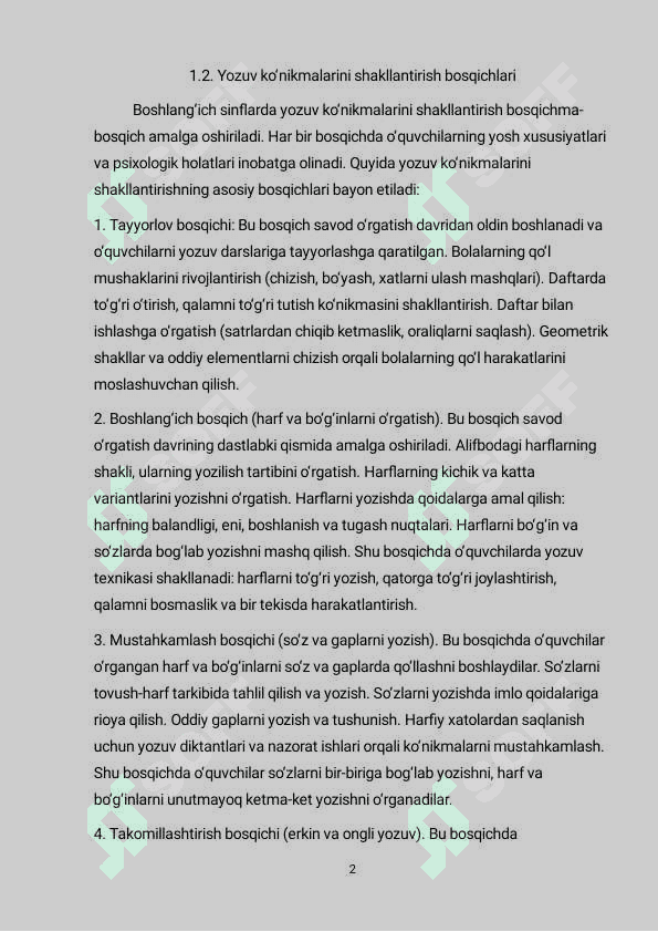 Savod o‘rgatish davri yozuv darslarida mustaqil ishlarni tashkil etish 8