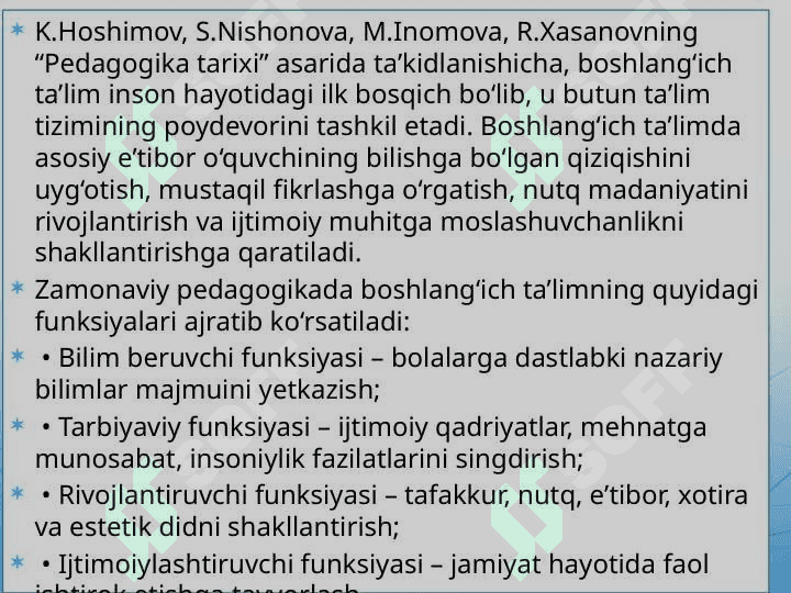 BOSHLANĞICH TA’LIM PEDAGOGIKASINING RIVOJLANISH TARIXI 4