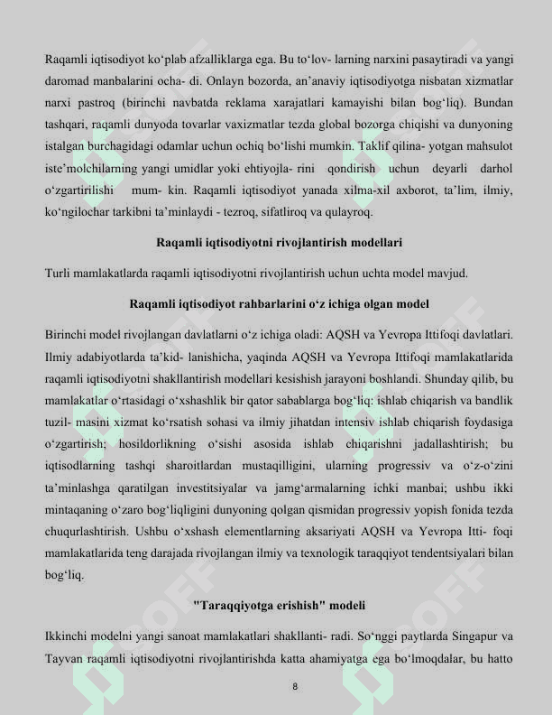 Raqamli iqtisodiyot texnologiyalari 8
