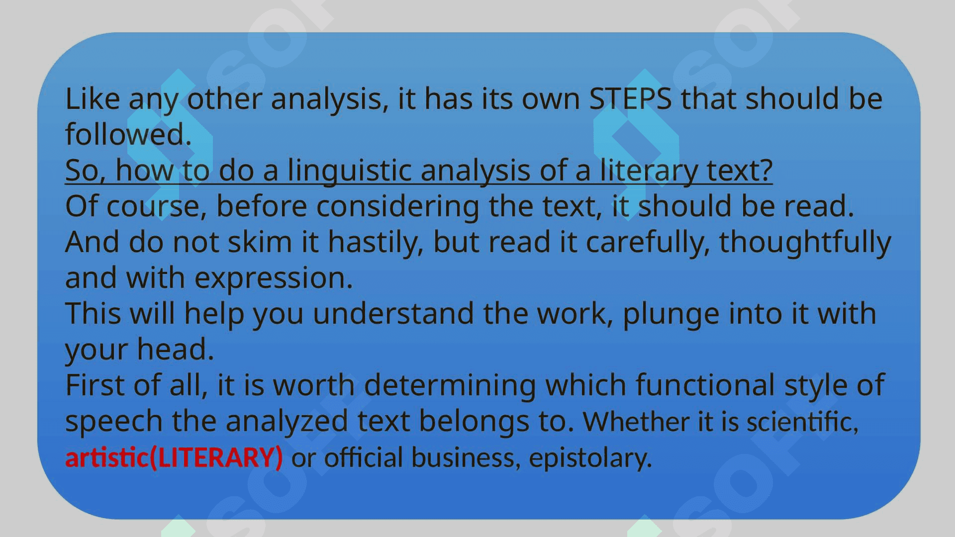 WELCOME TO LINGUA-STYLISTIC ANALYSIS OF LITERARY TEXTS 8