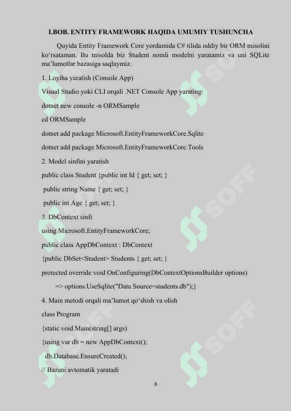 Entity Framework ModelFirst yondashuvi 6