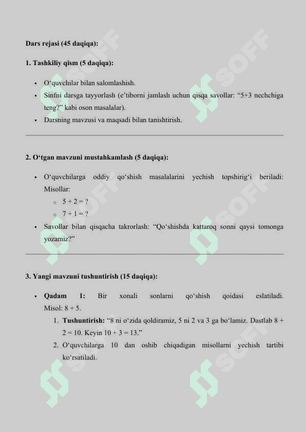 1 sinf matematika  Bir xonali sonlarni o’nlikdan o’tib qo’shish 4