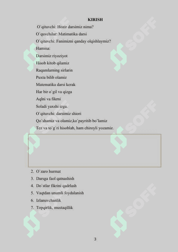 2-sinf matematika .Amallarning bajarish tartibi 3