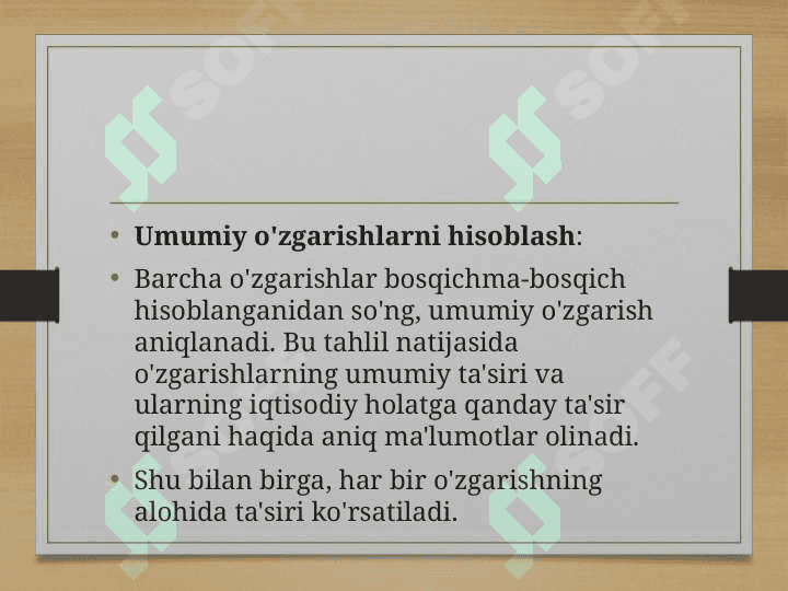 Iqtisodiy tahlilning zanjirli almashtirish usuli. 6