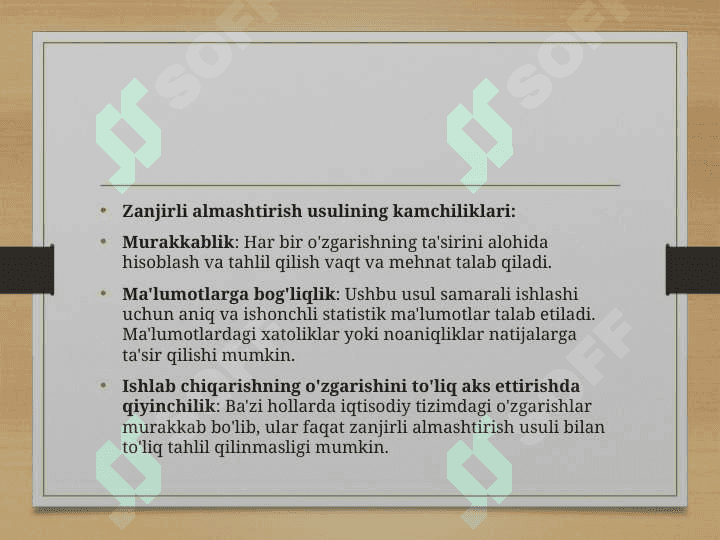 Iqtisodiy tahlilning zanjirli almashtirish usuli. 8