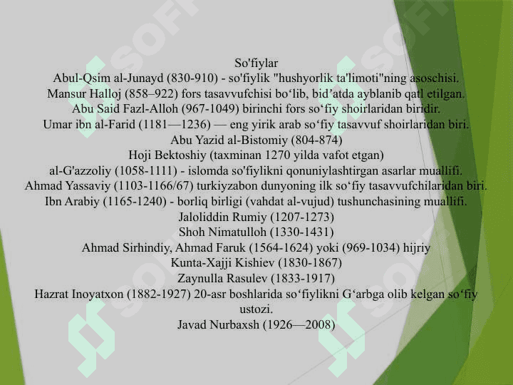 Tasavvuf bo'yicha diniy tadqiqotlar bo'yicha taqdimot 6