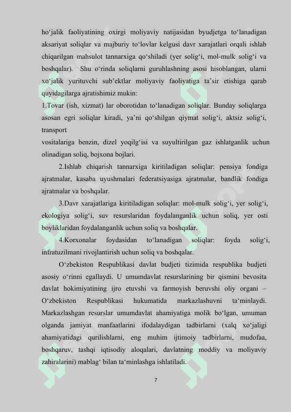 Jismoniy shaxslarning  daromalaridan olinadigan soliq  bo’yicha imtiyozlar 7
