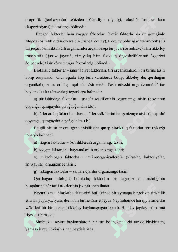 Ósimliklerdiń jasaw sharayatına maslasıwı 7