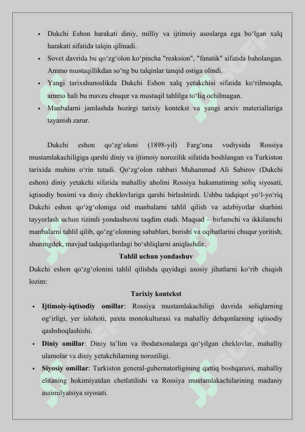 Dukchi eshon qo‘zg‘oloni mavzusiga oid manbalar tahlili va adabiyotlar sharhi 25 3