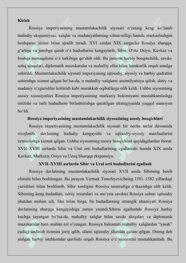 Rossiya imperiyasining mustamlakachilik siyosati 26 2
