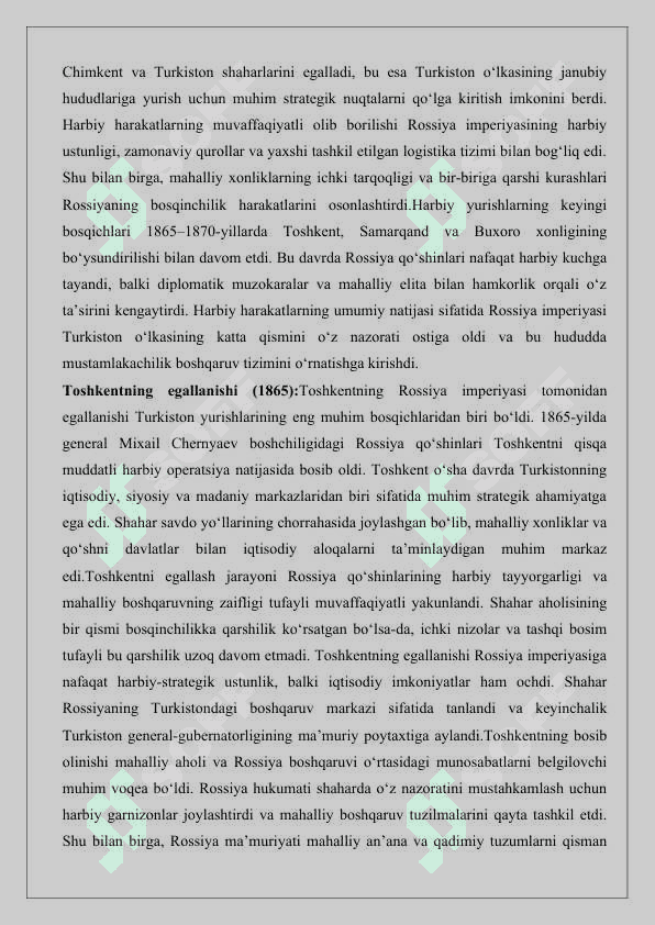 Turkiston general-gubernatorligining tashkil topishi 25 3