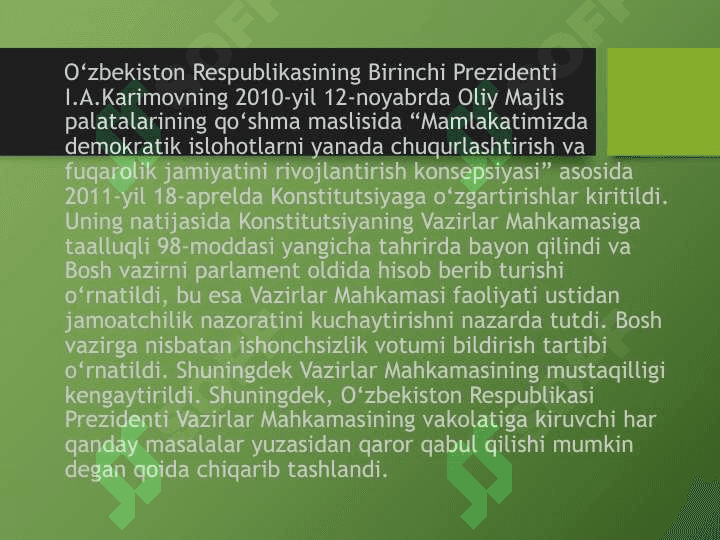 O’zbekiston Respublikasining Vazirlar Mahkamasi 8