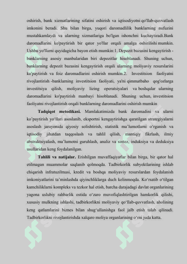 BANK DAROMADLARI, VA ULARNING TURLARI VA HISOBI. 5