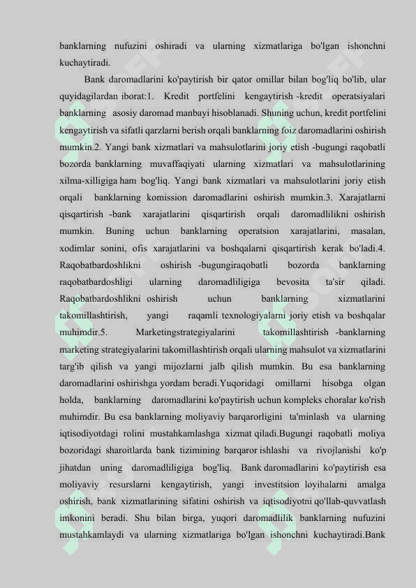 BANK DAROMADLARI, VA ULARNING TURLARI VA HISOBI. 7