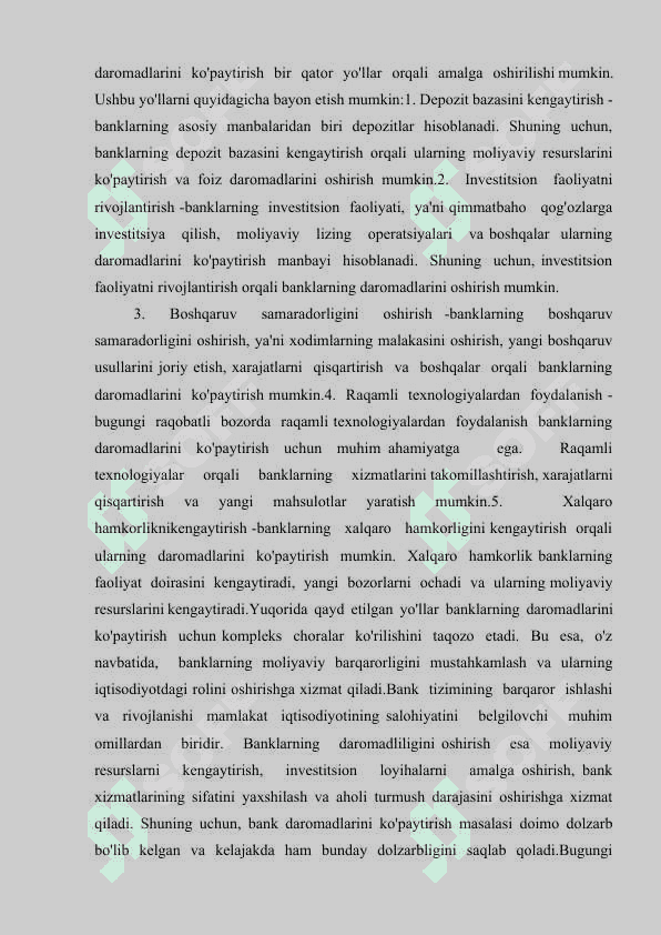 BANK DAROMADLARI, VA ULARNING TURLARI VA HISOBI. 8