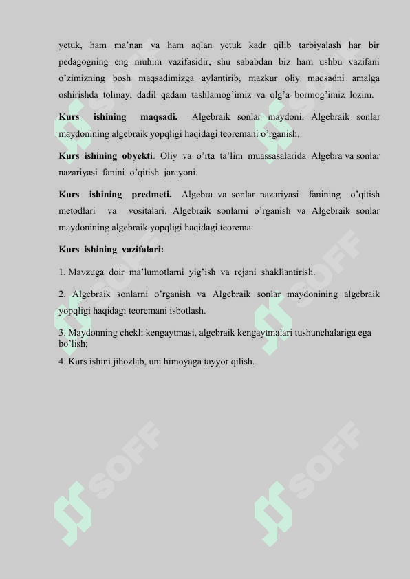 Algebraik sonlar maydoni.Algebraik sonlar maydonining algebraik yopiqligi haqidagi teorema 5