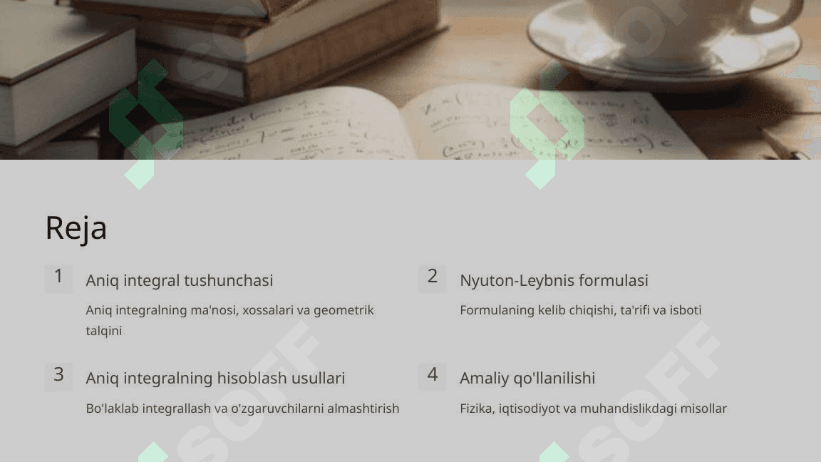 Aniq integral. Nyuton–Leybnis formulasi 2