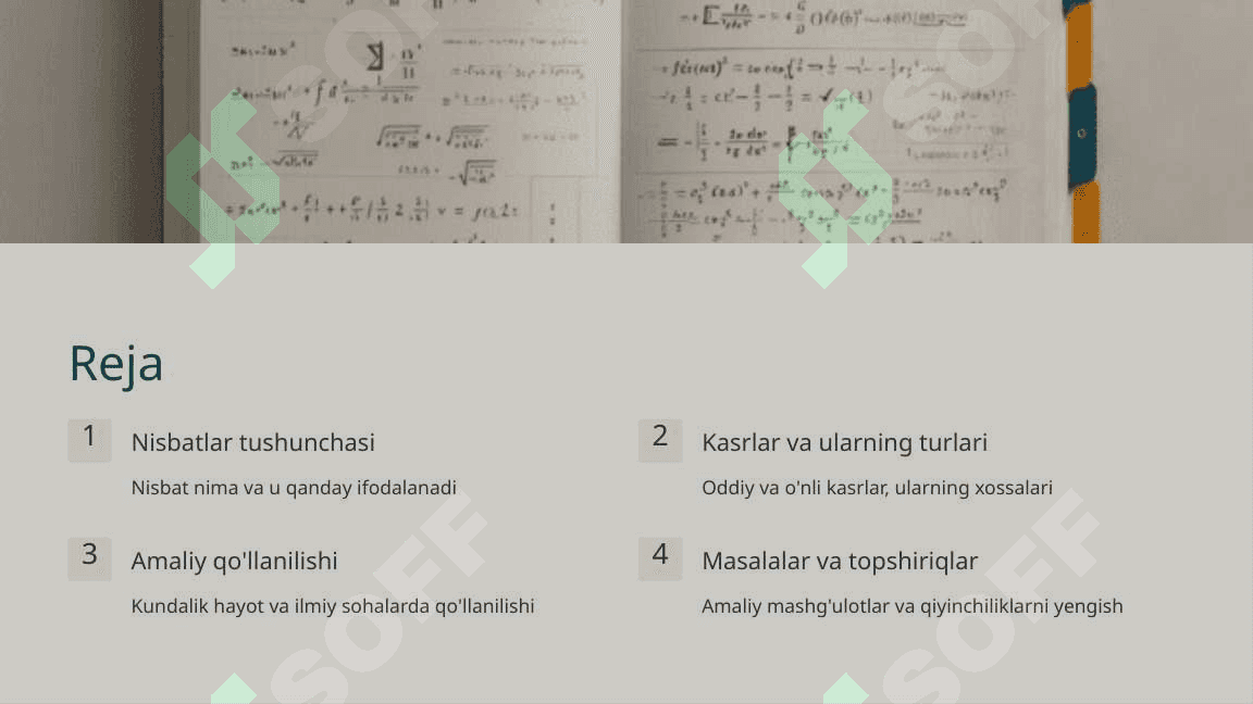 Nisbatlar va kasrlar, matematik tushunchalar asoslari 2