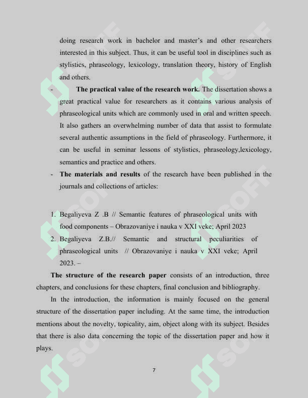 STRUCTURAL AND SEMANTIC PECULIARITIES OF PHRASEOLOGICAL UNITS WITH “FOOD” COMPONENT IN THE ENGLISH LANGUAGE 7