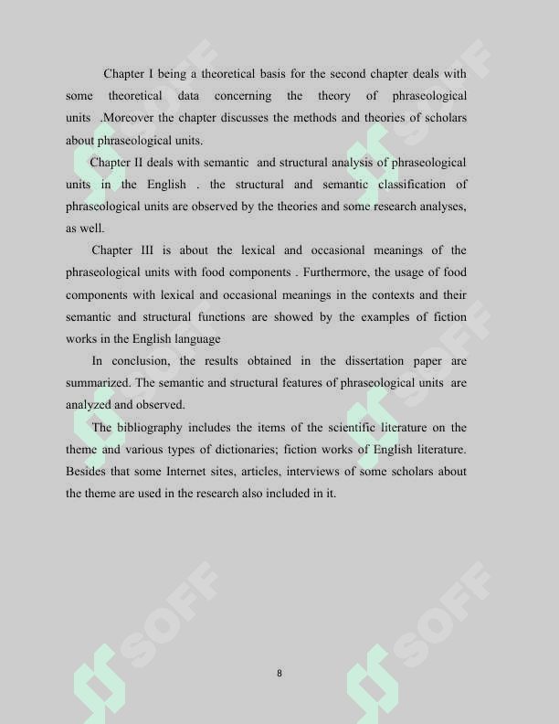 STRUCTURAL AND SEMANTIC PECULIARITIES OF PHRASEOLOGICAL UNITS WITH “FOOD” COMPONENT IN THE ENGLISH LANGUAGE 8