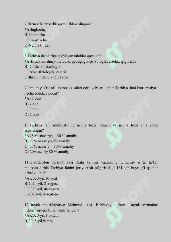 Tarbiya fanidan attestatsiya savollari 2