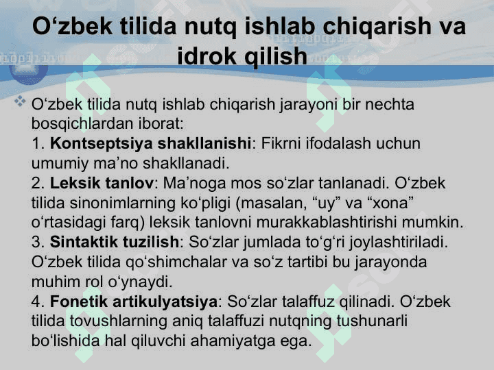 O’zbek tili psixolingvistikasi 8